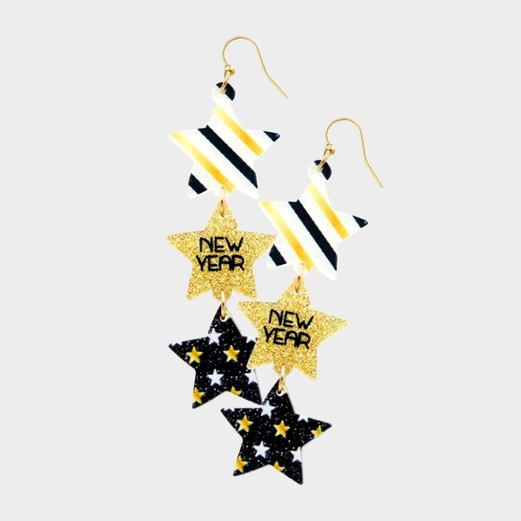 Dangling Stars New Year Earrings, Party Jewelry for the New Year - Picture 1 of 1
